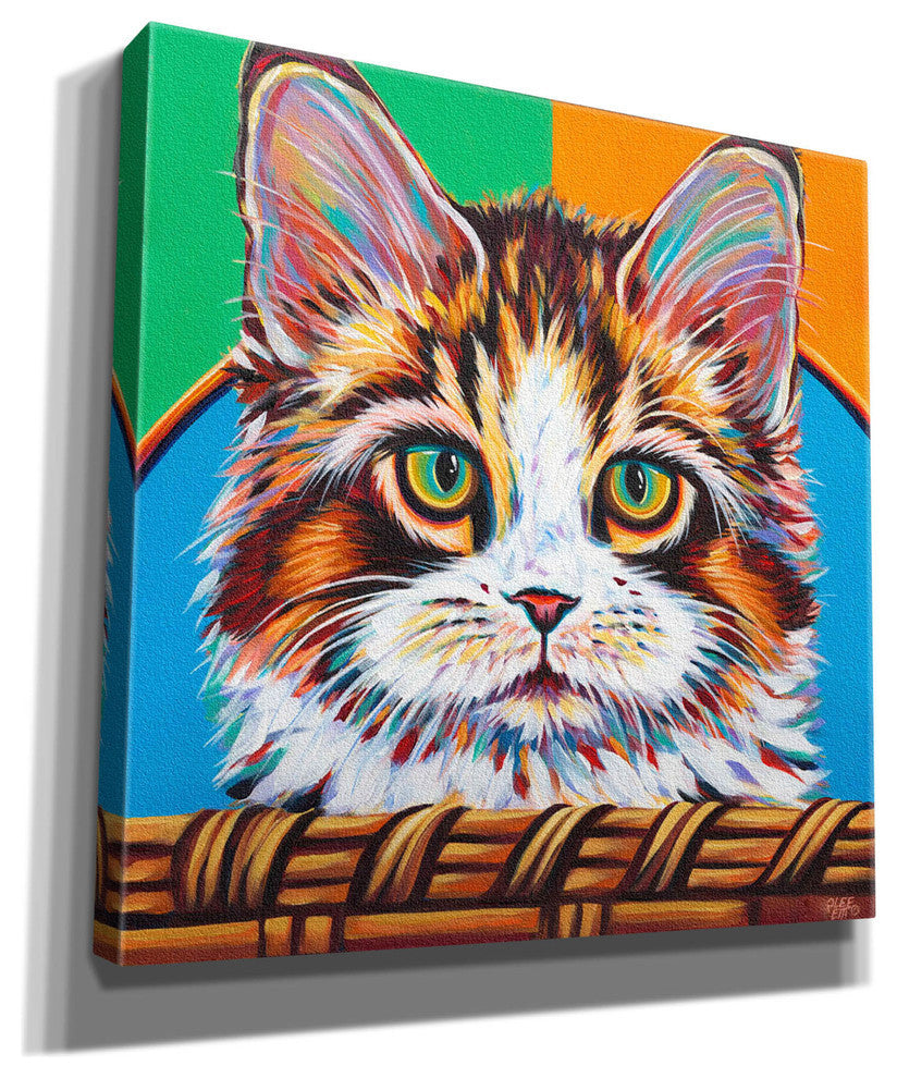Kitten in Basket II' by Carolee Vitaletti Giclee Canvas Wall Art, 26"x26"
