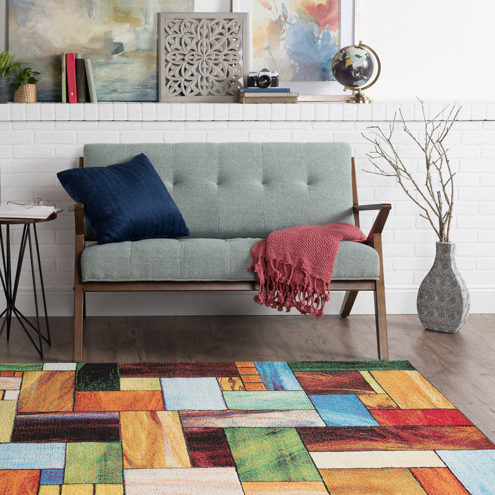 Cerise Contemporary Abstract Area Rug