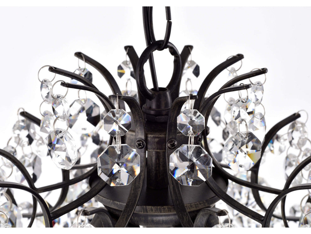 Silvia Antique Black 3-light Crystal Chandelier