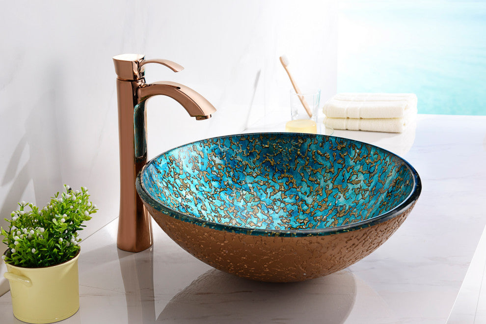 ANZZI Makata Series Tempered Glass Bathroom Vessel Sink