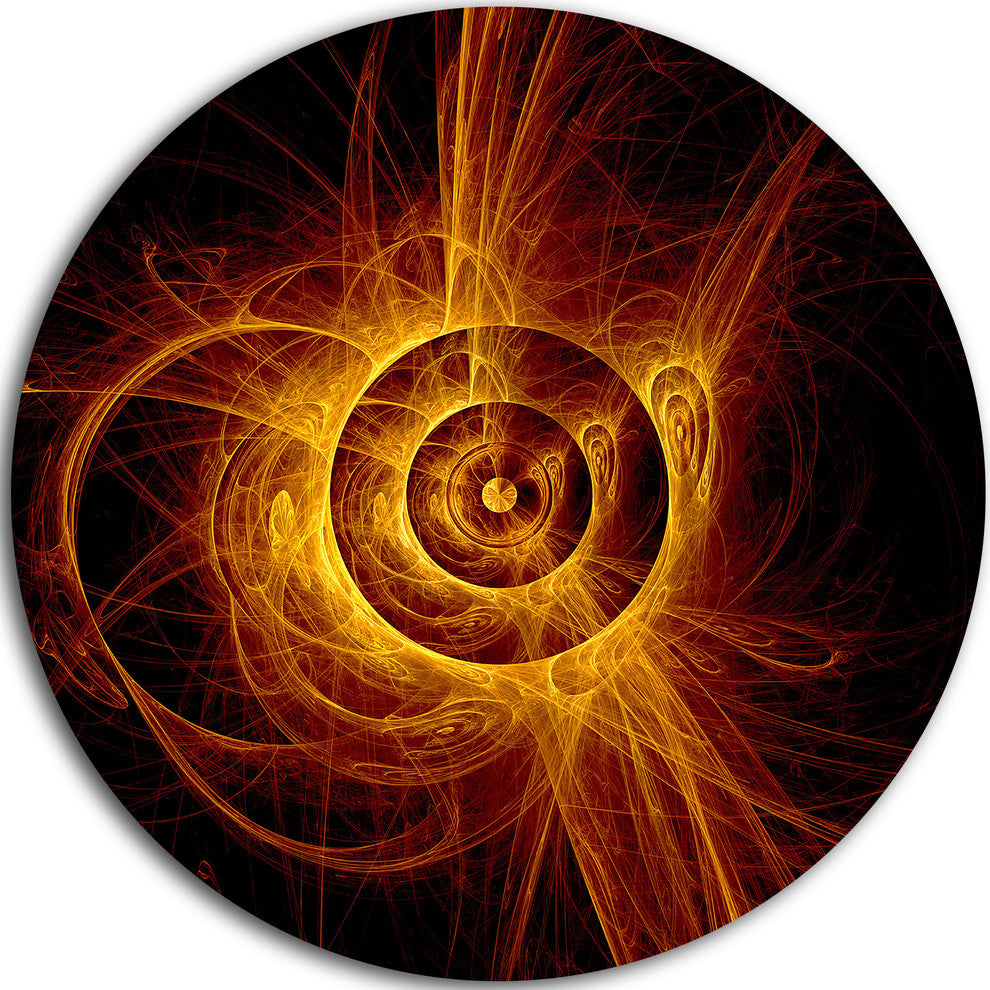 The Flashing Yellow Flame, Digital Art Round Wall Art, 36"