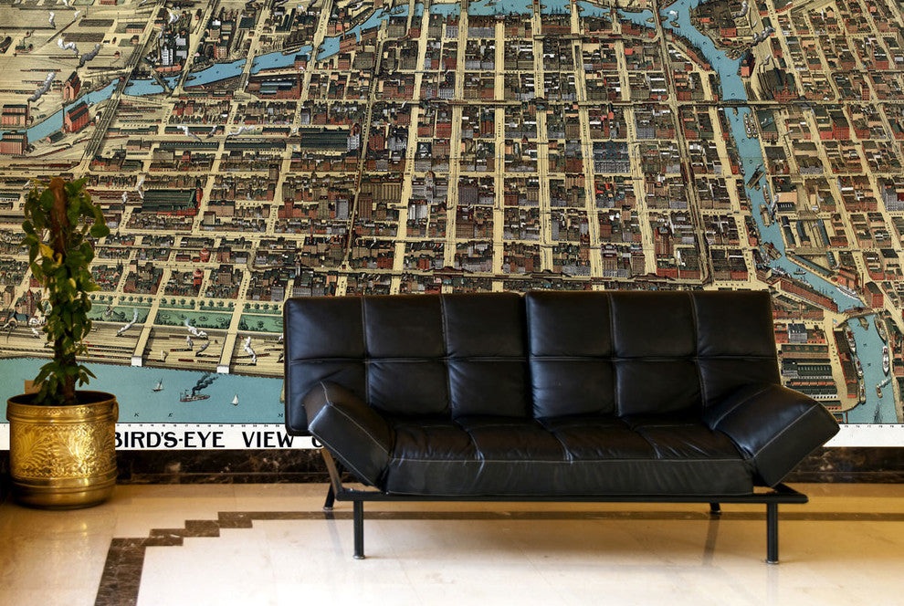 Chicago, 1898 Wall Map Mural, Peel and Stick 3-Panel, 107"x71"