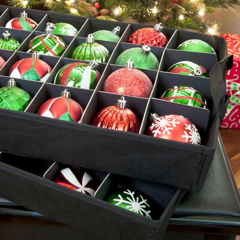 48" 3" Christmas Ornament Storage Box With Clear Lid