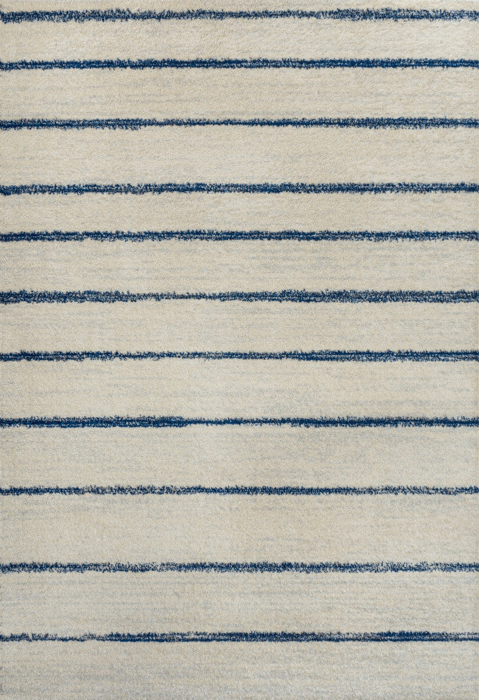 Williamsburg Minimalist Stripe Rug, Cream/Navy, 8 Ft. X 10 Ft.