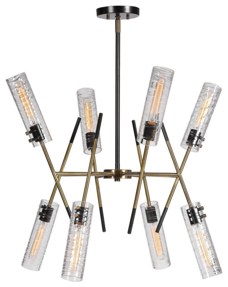 Uttermost Telesto 8 Light 32" Linear Light, Textured Black- Antique Brass