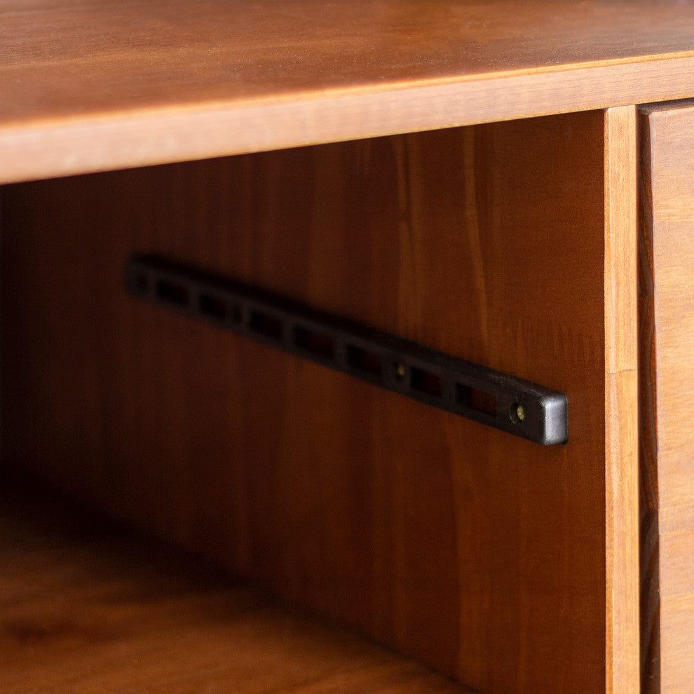 58" 3-Drawer Mid-Century Modern TV Stand, Caramel