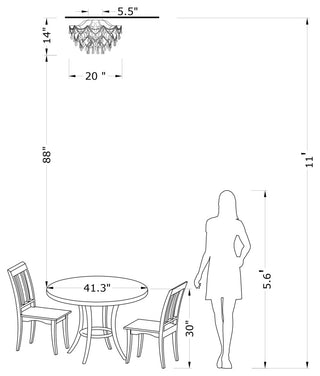 Belle Brushed Silver-ish Champagne 5-Light Larger Crystal Flush Mount