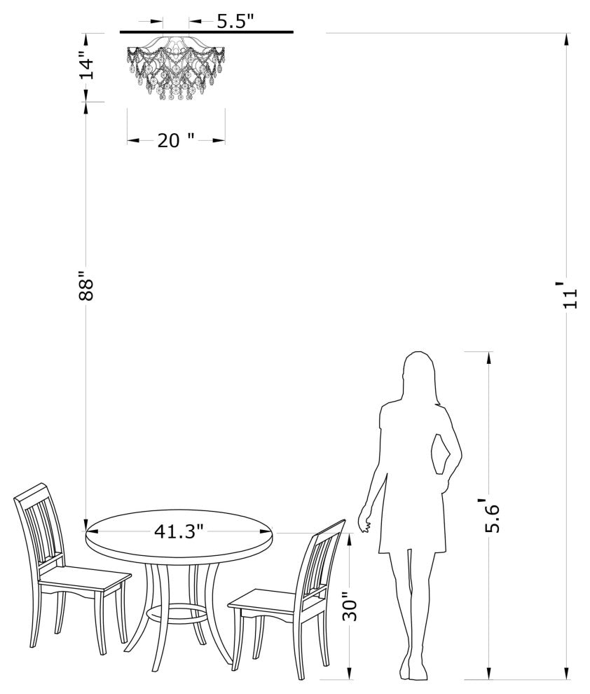 Belle Brushed Silver-ish Champagne 5-Light Larger Crystal Flush Mount