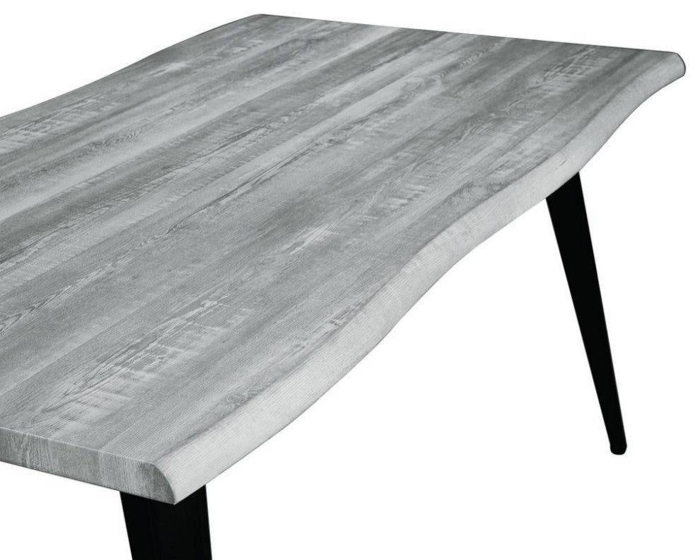 Ravenna 63" Rectangular Dining Table with MDF Tabletop and Metal Legs, Sunbleached Grey