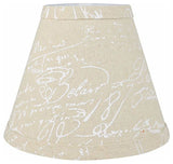 3x6x5" Linen Chandelier Lamp Shade, Natural, White Script, Single