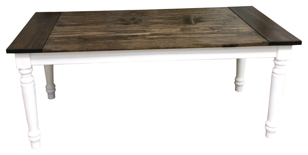Dark Walnut and White English Farmhouse Table, 72"