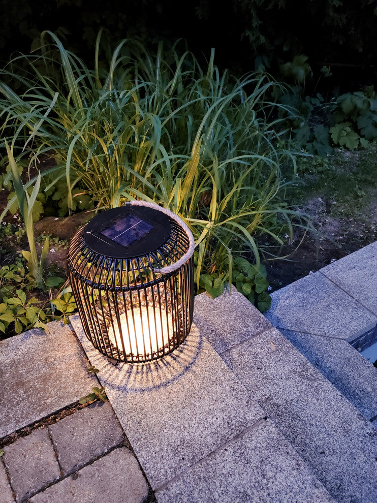 Tulum 11 x 15 in. Solar LED Outdoor Patio Lamp-Black