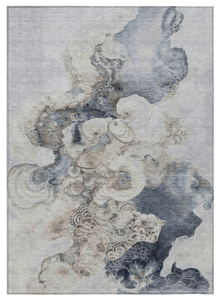 Machine Washable Indoor/Outdoor Chantille ACN1860 Gray 10' x 14' Rug