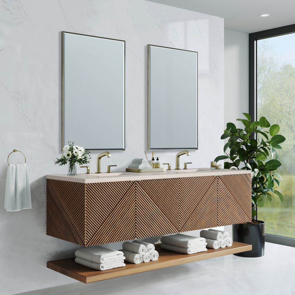 Marcello 72" Double Vanity, Chestnut, Eternal Marfil