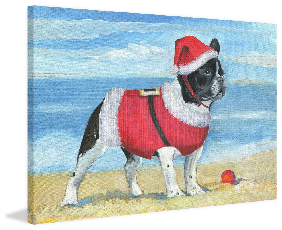 "Santa at the Beach" Painting Print on Wrapped Canvas, 30x20