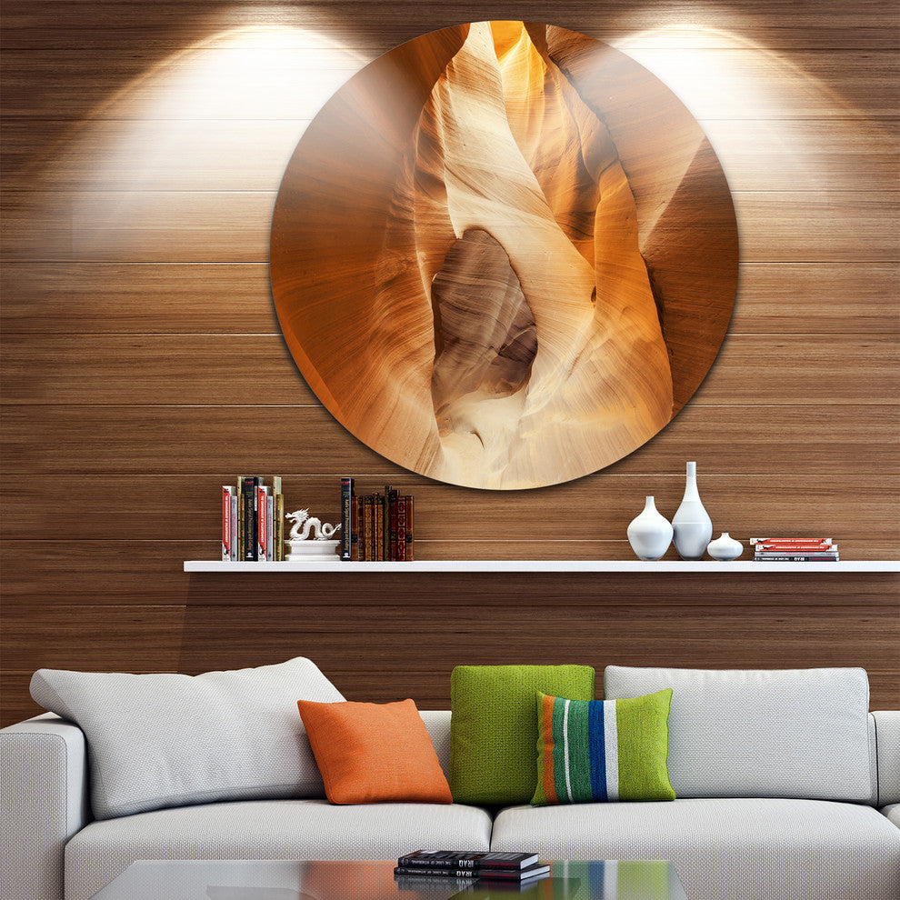 Inside Antelope Canyon, Usa, Landscape Photo Round Metal Wall Art, 38"