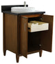 25" Single Sink Vanity, Walnut Finish With Black Galaxy Granite and Round Sink