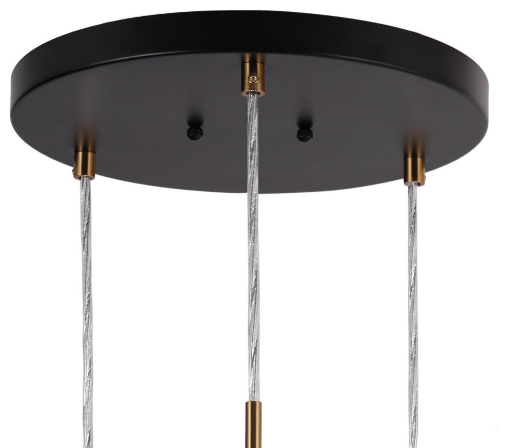 LNC 3-Light Matte Black and Polished Gold Linear Modern/Contemporary Chandelier