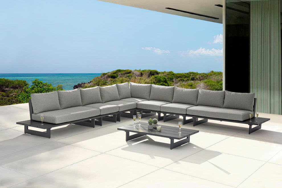 Maldives Grey Water Resistant Fabric Outdoor Patio Modular Sectional
