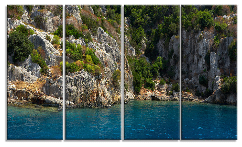 "Beautiful Turkey Tropical Beach" Landscape Print Wall Art, 4 Panels, 48"x28"