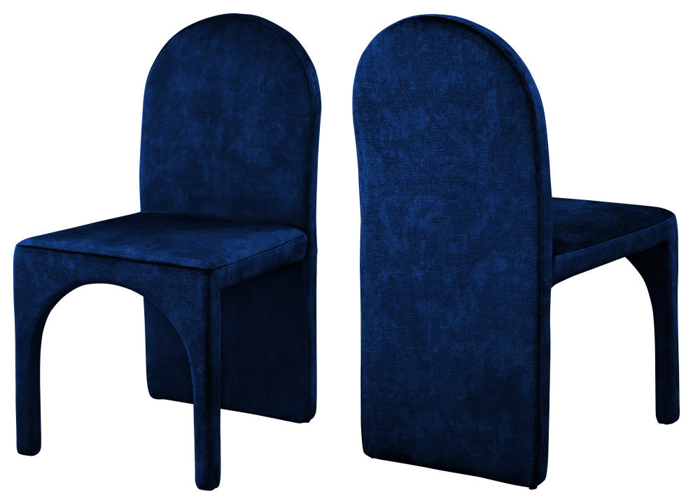 Summer Velvet Upholstered Dining Arm Chair (Set of 2), Navy, Side Chair
