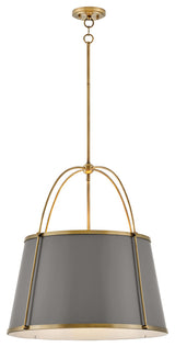 Hinkley Clarke 24.5" Drum Chandelier, Dark Matte Grey + Lacquered Dark Brass