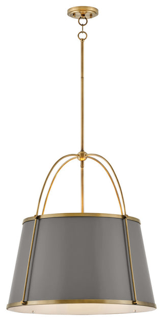 Hinkley Clarke 24.5" Drum Chandelier, Dark Matte Grey + Lacquered Dark Brass