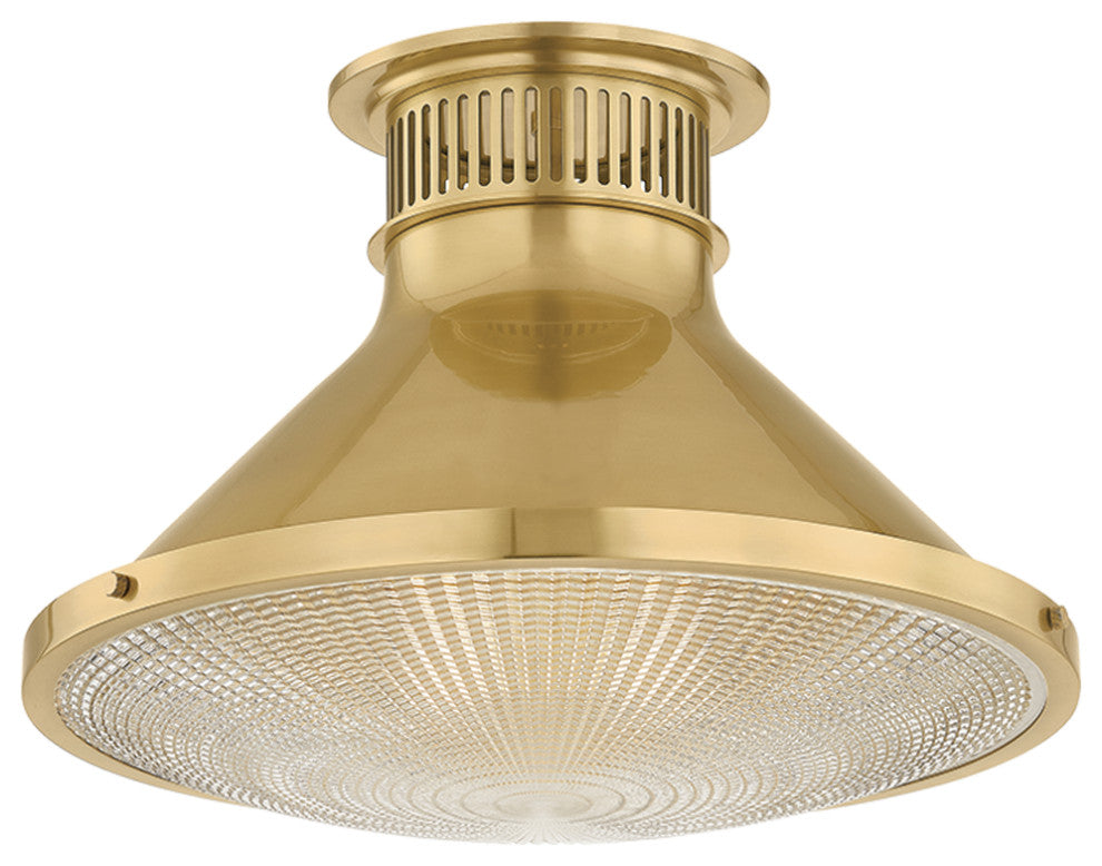 Hudson Valley Lighting Highclere Flush Mount By Mark D. Sikes, Aged Brass