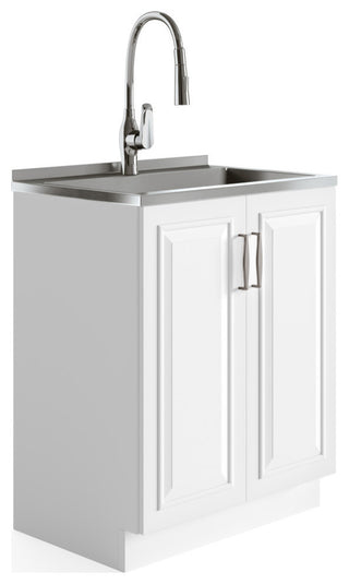 Darwin 28-inch Utility Sink & Cabinet in Pure White