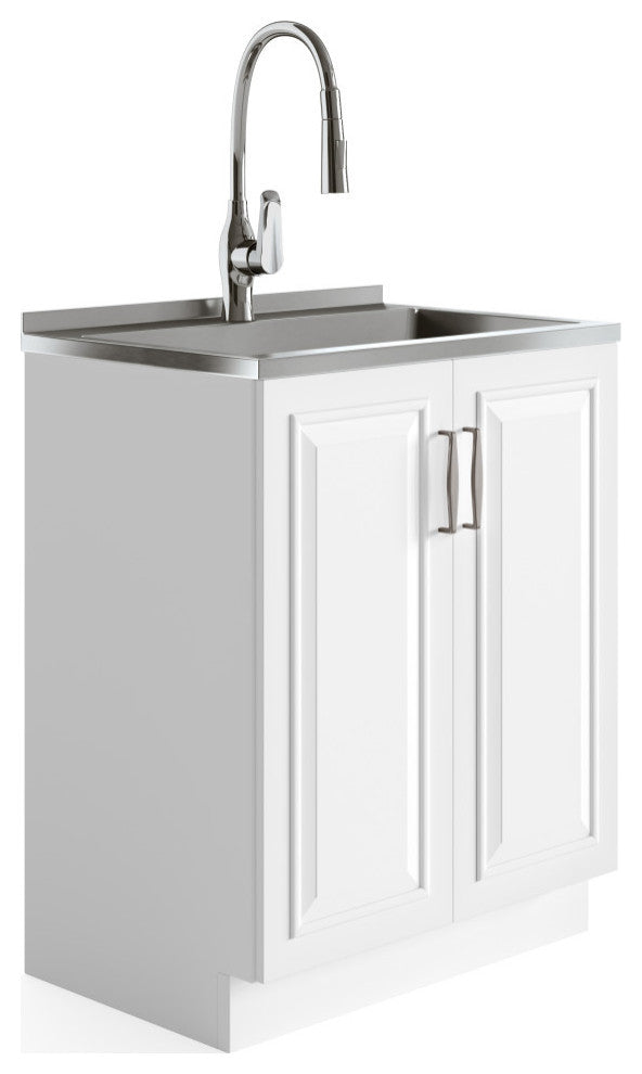 Darwin 28-inch Utility Sink & Cabinet in Pure White