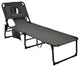 Goplus Outdoor Beach Lounge Chair Folding Chaise Lounge with Pillow Grey