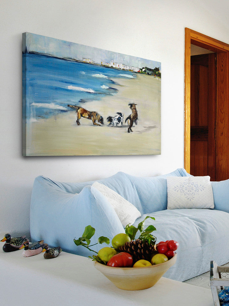 "Dogs Play" Painting Print on Canvas by Tori Campisi