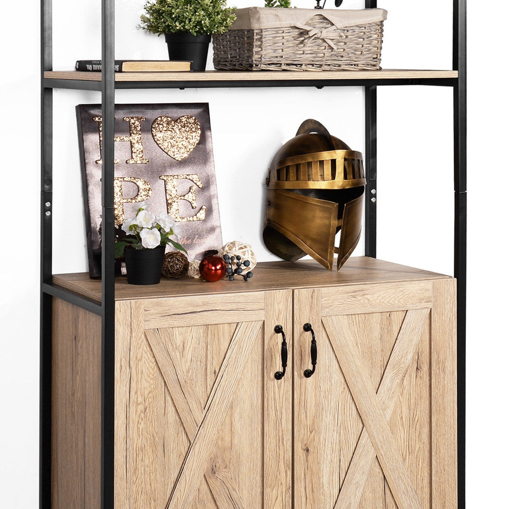 Wood Double Door Accent Cabinet with Shelf, Oak, 31'' X 16''