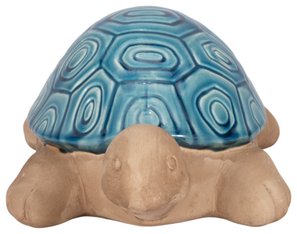 Ceramic 13" Tortoise Deco, Turquoise
