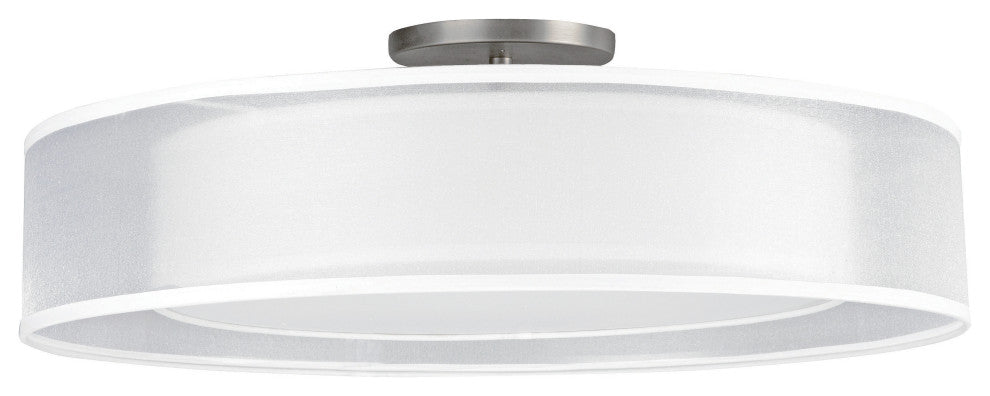 Cortez 18" LED Semi-Flush, Satin Nickel Metal, White/White Shade