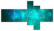 Blue Starry Fractal Sky, Abstract Canvas Art Print, 60"x32", 5 panels