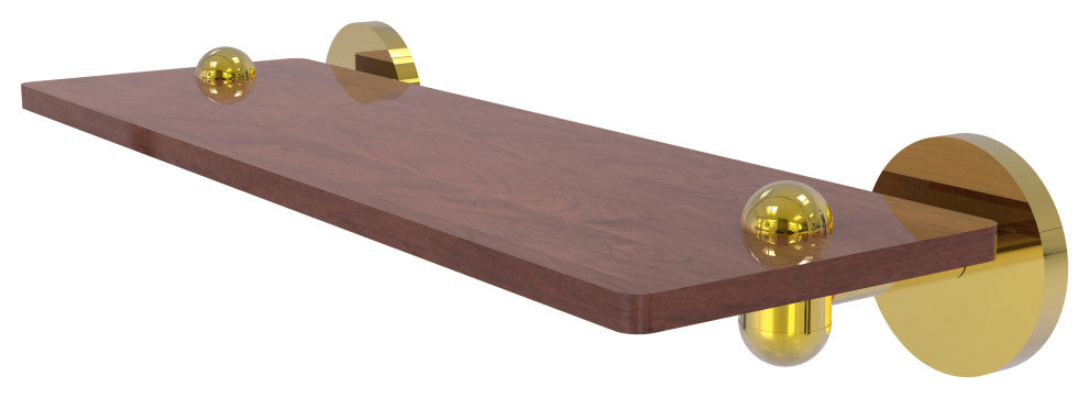 Tango 16" Solid Wood Shelf, Polished Brass