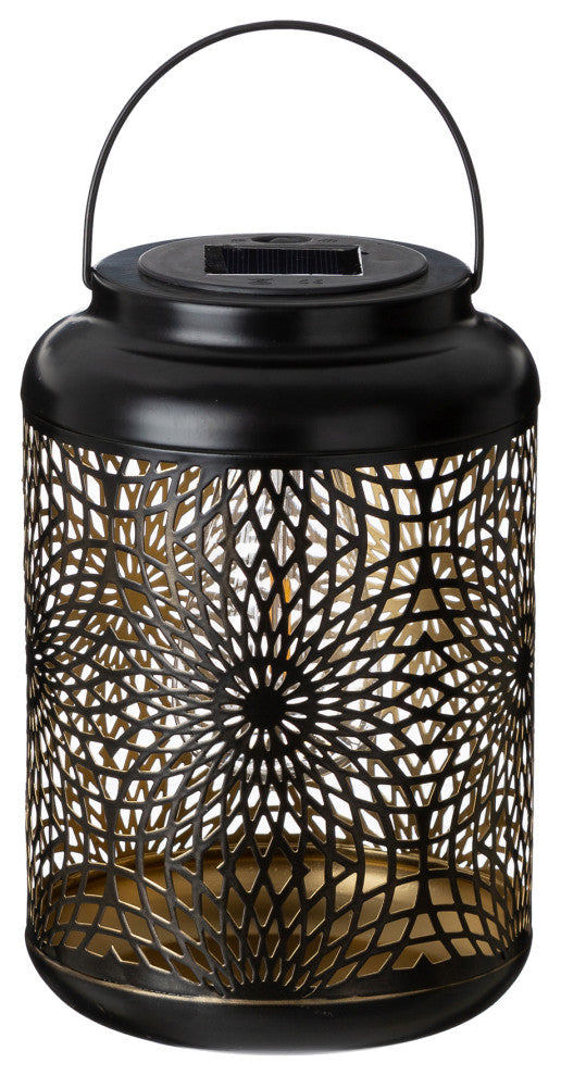 8.75"H Metal Cutout Solar Powered Outdoor Hanging Lantern
