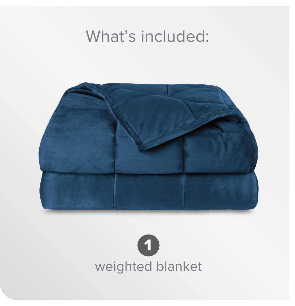 Weighted Blanket, Minky Fleece Dark Blue, 60"x80", 17lb