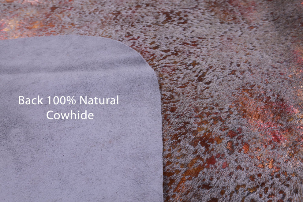 Coral Metallic Cowhide Rug 6' 5" X 5' 1" C2131