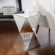 Pedestal table crafted in triangular mirror