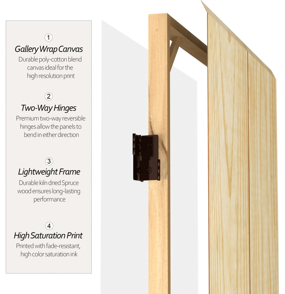 6' Tall Double Sided Wood Grain Canvas Room Divider