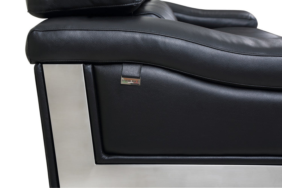 Milan Contemporary Genuine Italian Leather Armchair Black