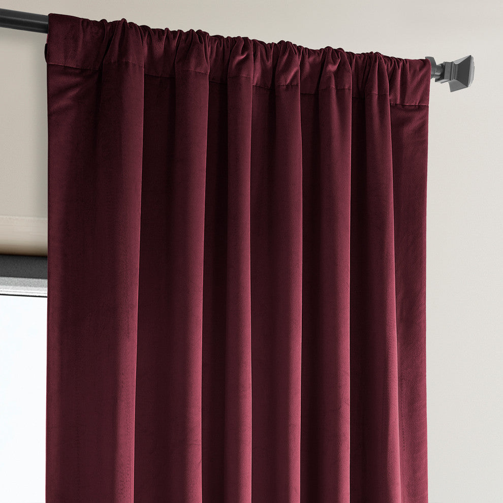 Heritage Plush Velvet Curtain Single Panel, Dark Merlot, 50"x96"