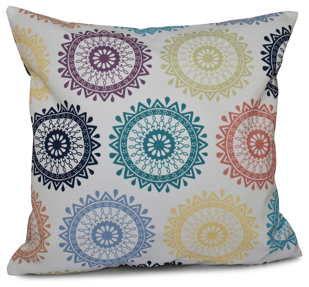 Groovy , Geometric Print Pillow, Teal, 26"x26"