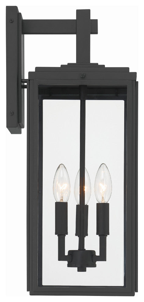 Byron 3-Light Matte Black Outdoor Wall Mount
