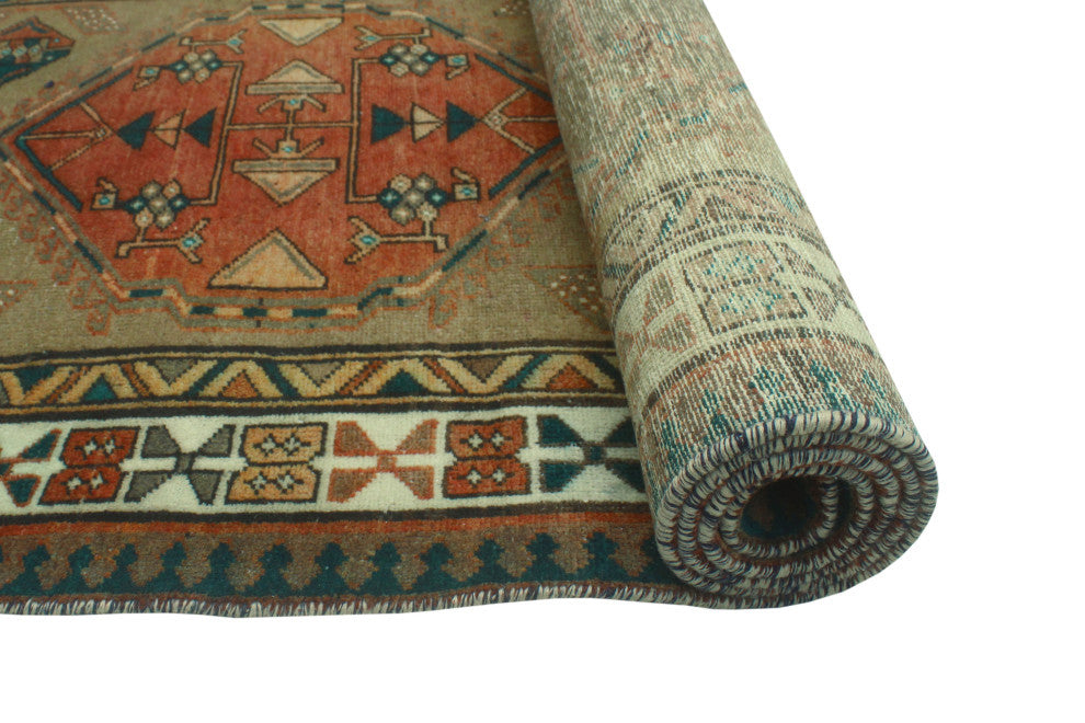 Fine Vintage Distressed Goudarz Light Brown/Ivory Runner, 3'4x11'1