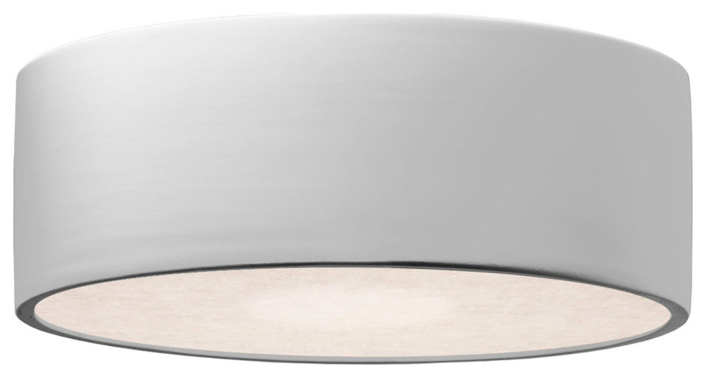 Short Round LED Flush-Mount, Gloss White
