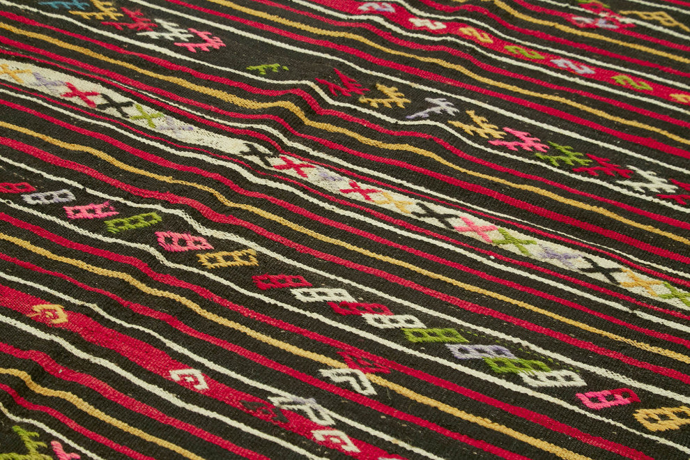 Rug N Carpet - Handmade Turkish 7' 9'' x 11' 1'' Vintage Goat Hair Kilim Rug