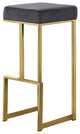 Jakob Backless 31" Bar Stool, Gold, Set of 2, Velvet Gray